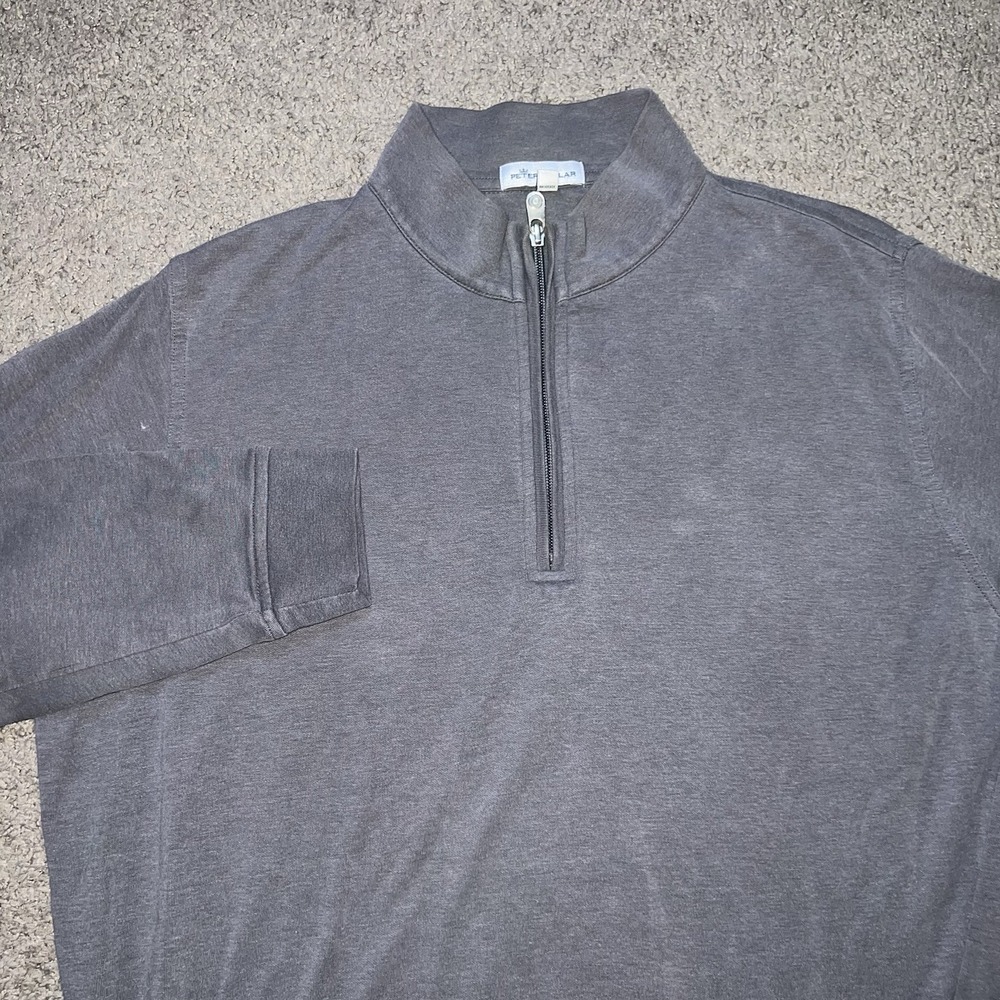 Peter Millar Crown‎ Comfort Interlock Quarter Zip Pullover Sweater Gray Men's L